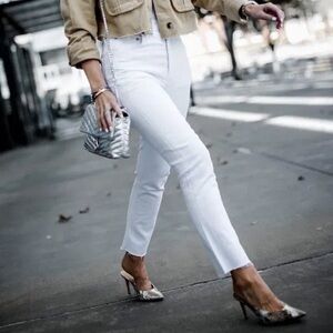 Hollister ultra high rise white straight leg ankle jeans 0S short